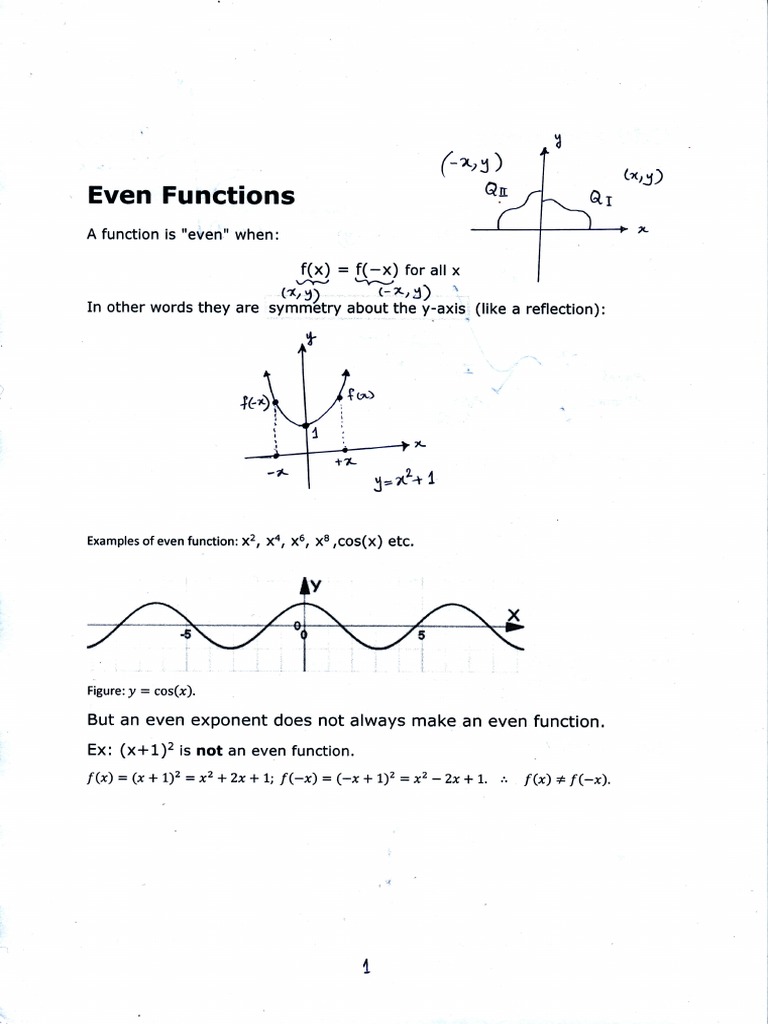 Week 1 Odd & Even Function | PDF | Numbers | Trigonometric Functions