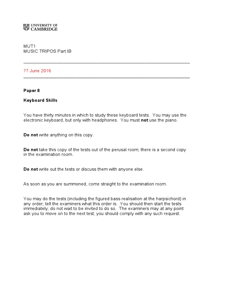 1B Keyboard Skills - 2016 Paper | PDF