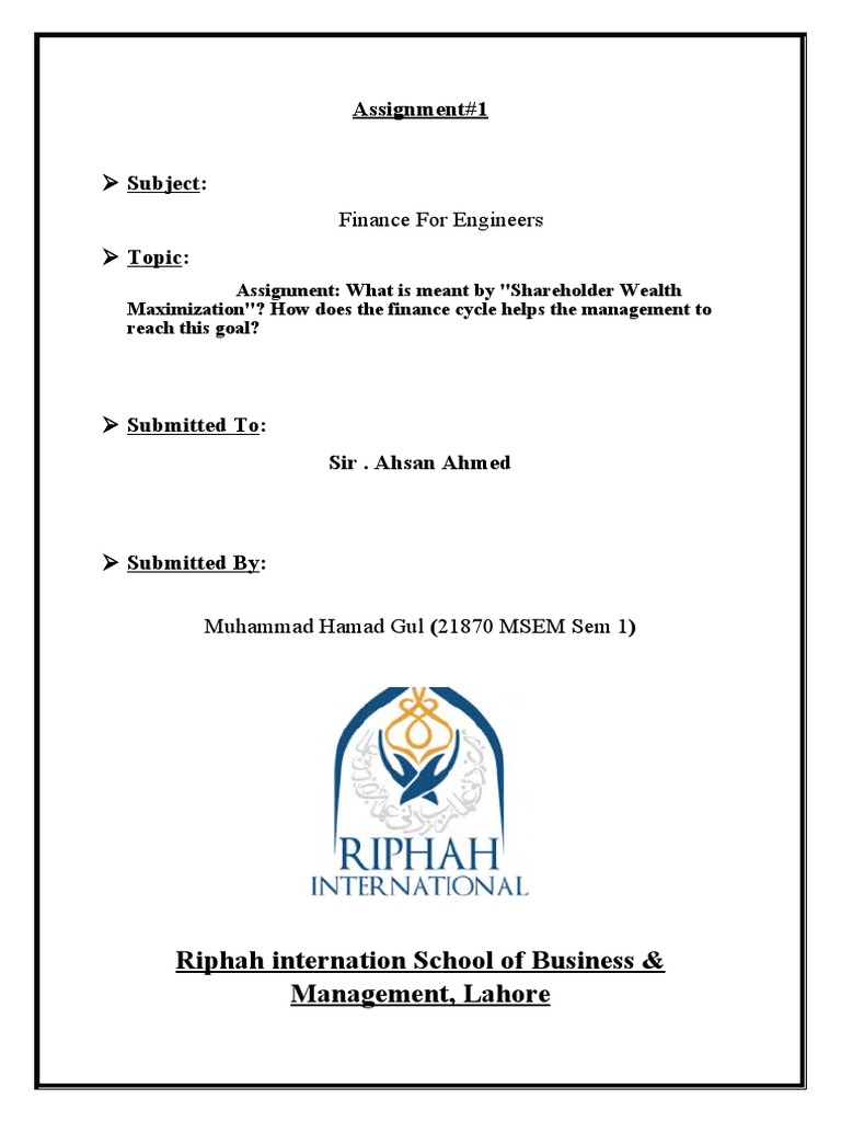 Assignment Finance For Engineers 1 | PDF | Discounting | Corporations