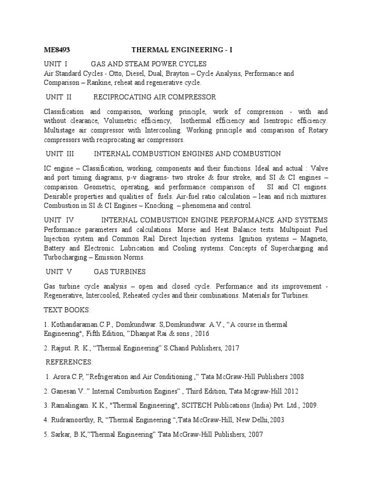 Syl THERMAL ENGINEERING | PDF