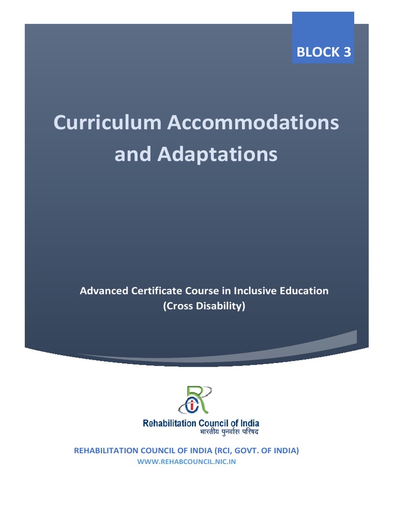 Curriculum Accommodations and Adaptations: Block 3 | PDF | Inclusion ...