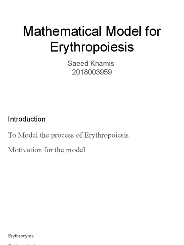 Mathematical Model For Erythropoiesis | PDF | Self-Improvement