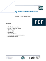 Planning and Pre-Production: Unit 8: Creative Project