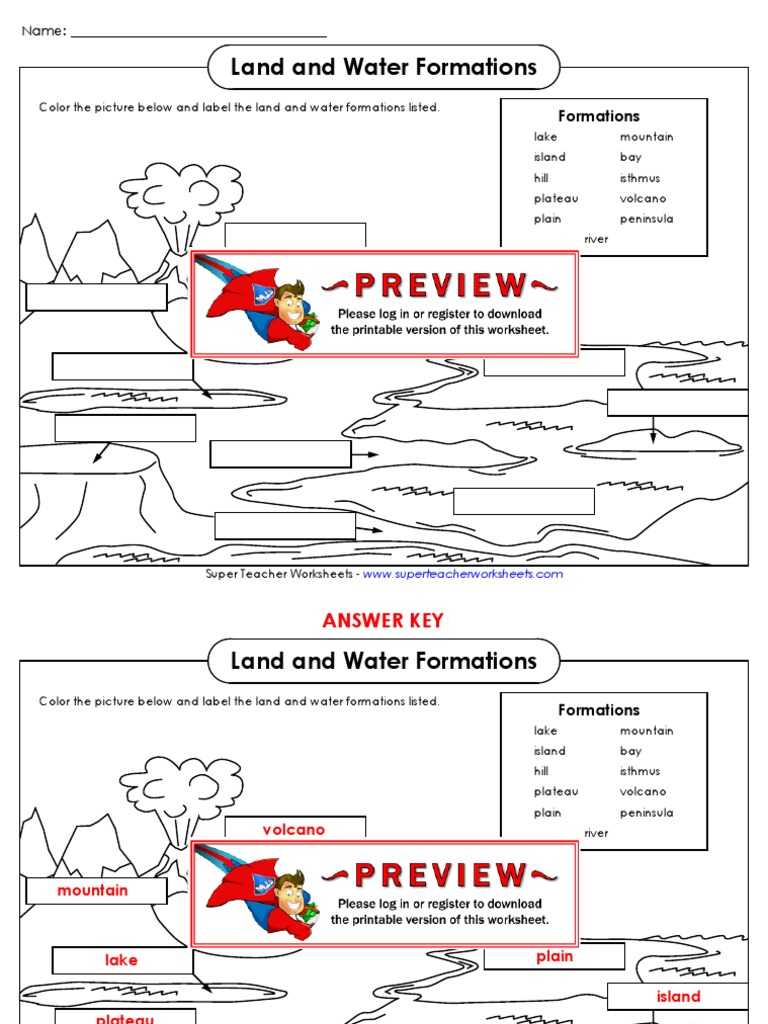 Land And Water Formations 2 Pdf Mountains Geography
