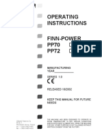 Operating Instructions Finn-Power PP70 PP72: Manufacturing YEAR - Series 1.0