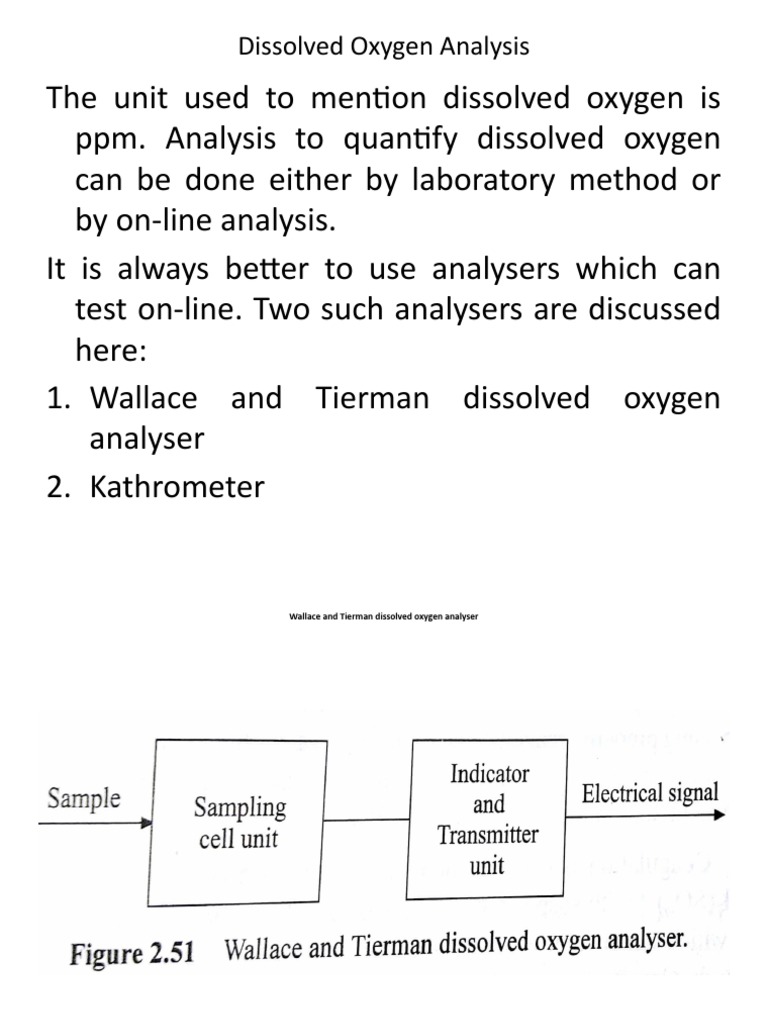 Dissolved Oxygen Analysis and Feed Water Treatment PDF Chemistry