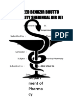 Shaheed Benazir Bhutto University Sheringal Dir (U) : Depart Ment of Pharma Cy