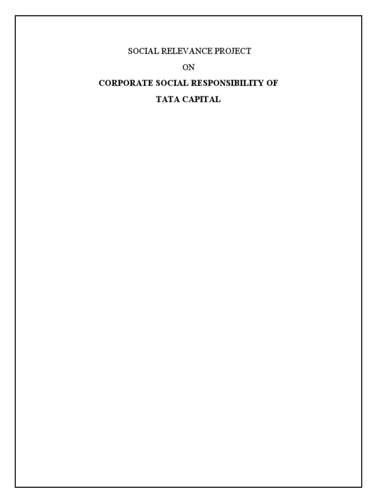 Tata Capital CSR Initiatives Overview | PDF | Corporate Social ...