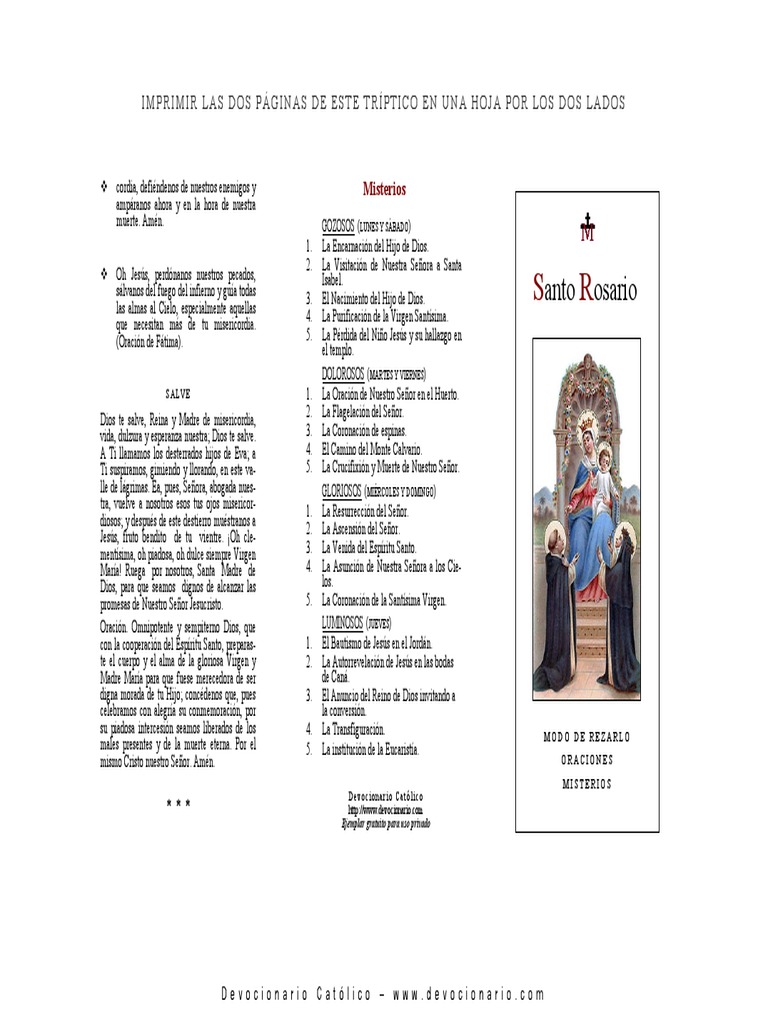 Tríptico del Santo Rosario para Imprimir | PDF | María, madre de Jesús ...