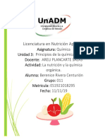 La Nutrición y La Química Orgánica. Evidencia de Aprendizaje