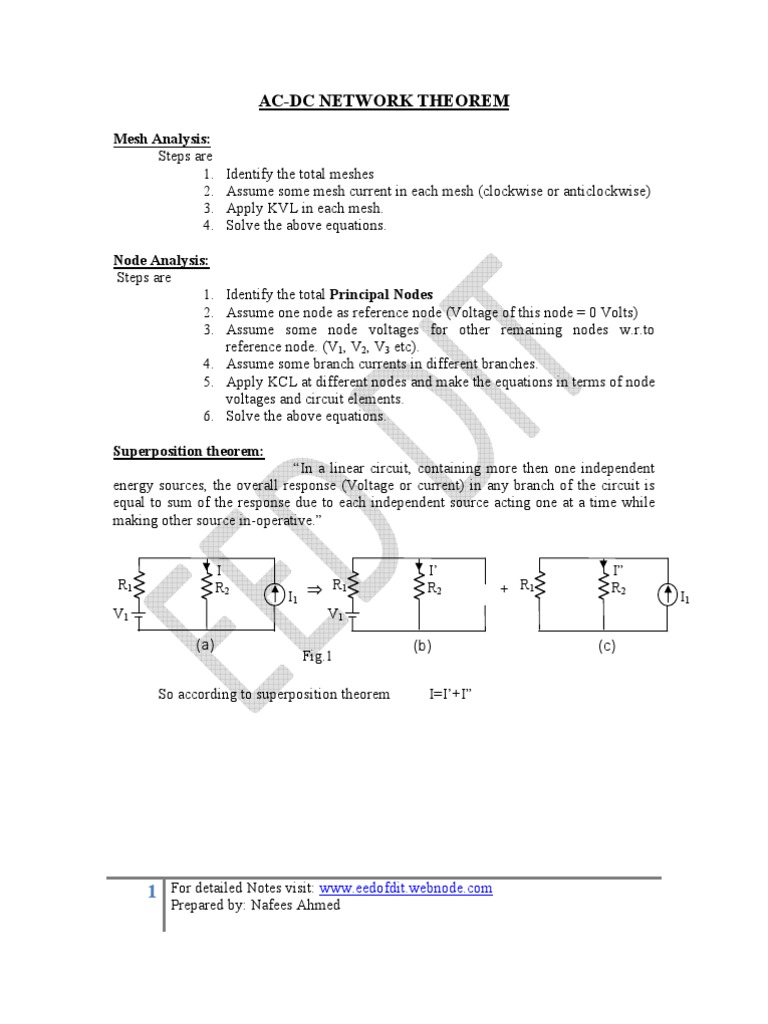 Notes - TEE301 - AC-DC Network Theorems Concept Notes | PDF ...