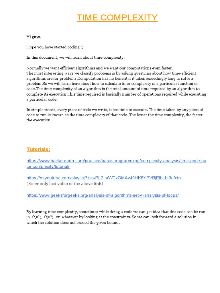 Time Complexity PDF | PDF
