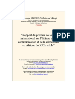 Sur L'éthique de La Communication Et de La Démocratie en Afrique Du XXIe Siècle PDF