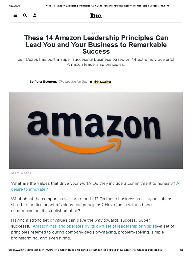 Amazon 14 Principles PDF Leadership Psychological Concepts