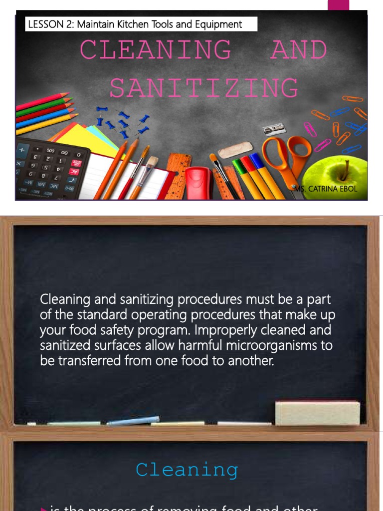 Cleaning and Sanitizing LESSON 2 Maintain Kitchen Tools and Equipment