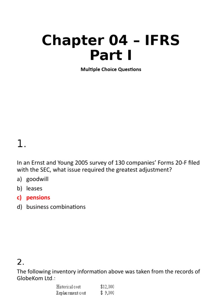 IFRS Multiple Choice Questions Overview | PDF | Intangible Asset ...