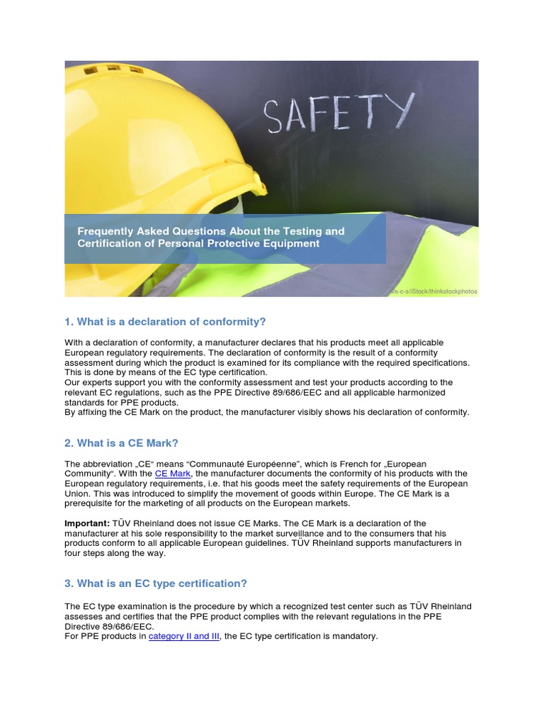 Tuv Rheinland Personal Protective Equipment Testing Faq en PDF