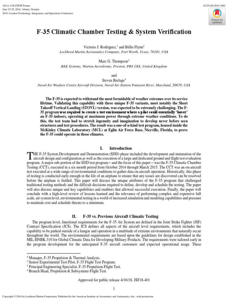 F-35 Climatic Chamber Testing & System Verification | PDF | Lockheed ...
