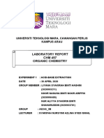 Laboratory Report CHM 457 Organic Chemistry: Universiti Teknologi Mara, Cawangan Perlis Kampus Arau
