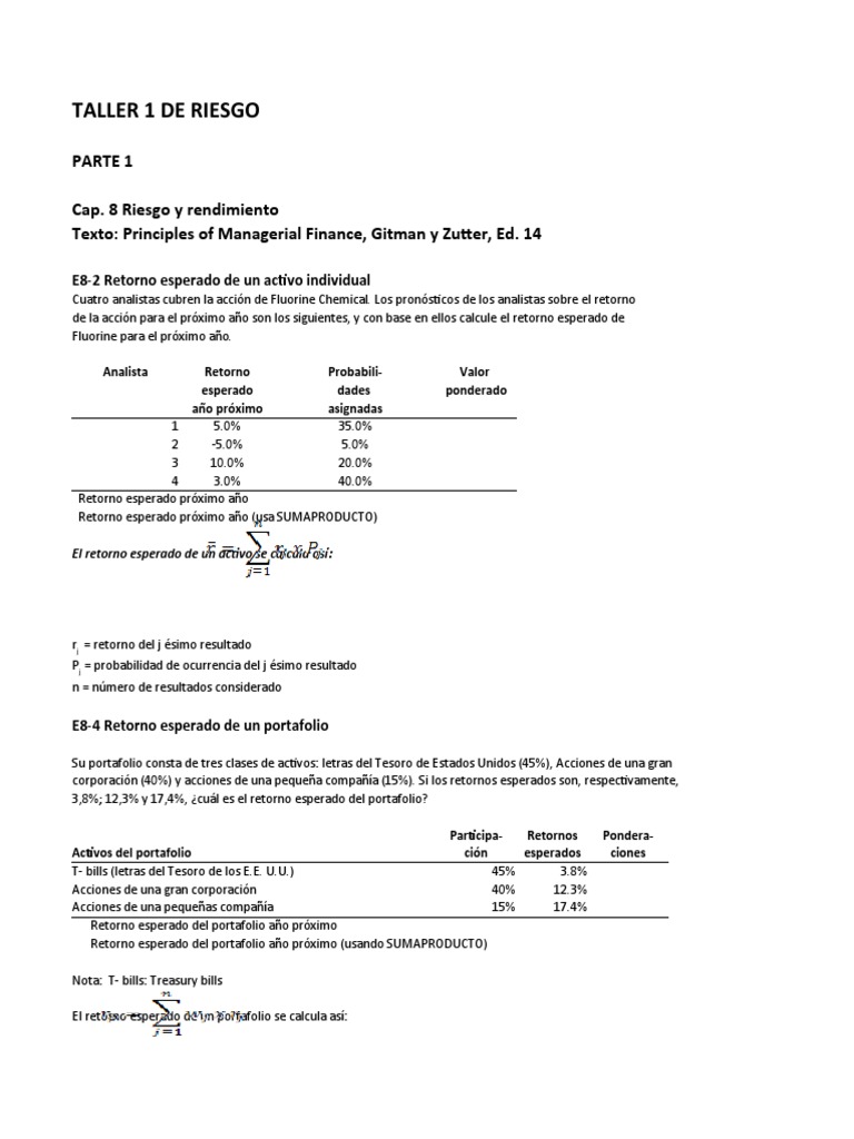 Análisis de Riesgo y Rendimiento en Inversiones | PDF | Desviación ...