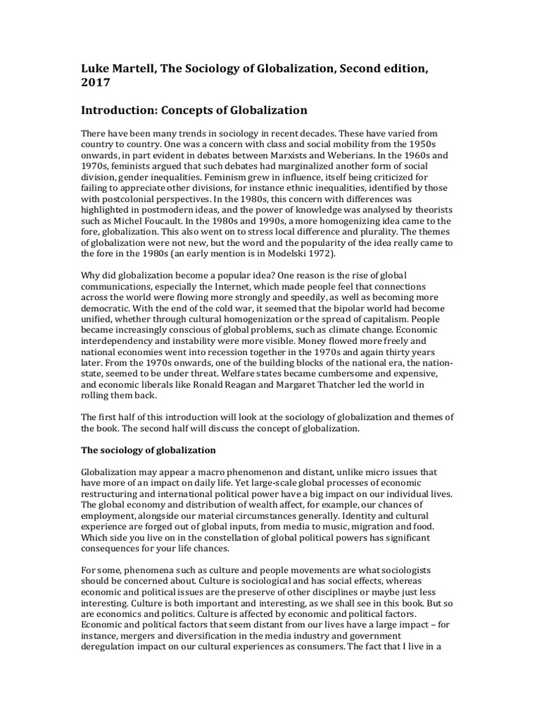 Sociology of Globalization Explained | PDF | Globalization ...