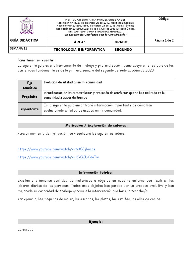 Guia Tecnologia e Informatica Semana 11 | PDF | Evolución | Informática