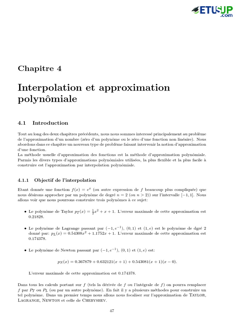 Interpolation et approximation polynomiale | PDF | Polynôme | Déterminant