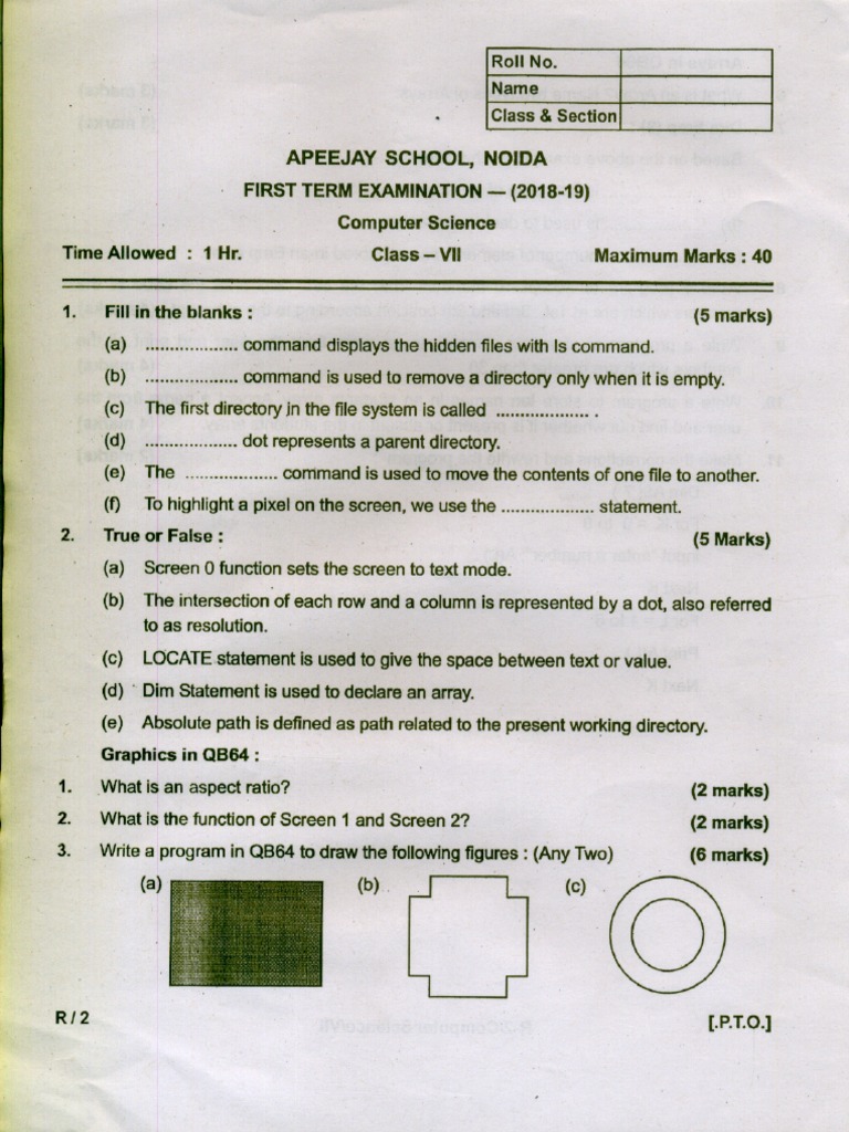 Computer Science Class VII Apeejay PDF