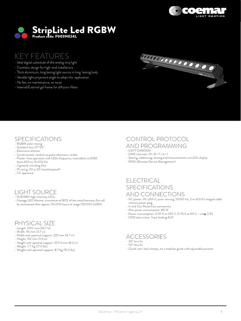 Datasheet StripLite Led RGBW 3 | PDF | Components | Equipment