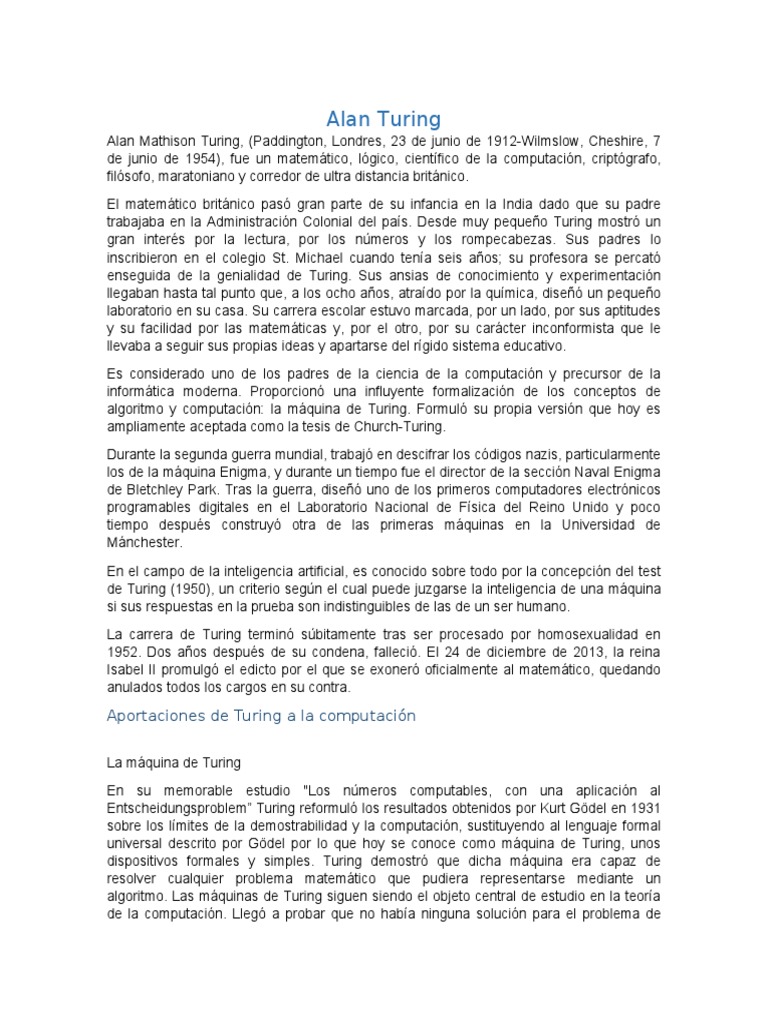Alan Turing | PDF | Alan Turing | Matemáticas Aplicadas