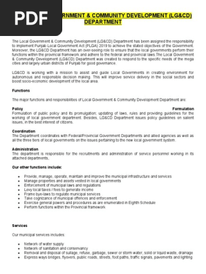 The Local Government & Community Development (LG&CD) Department