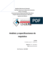 Análisis y Especificaciones de Requisitos: Fernández Juan C.I.: 29.586.010