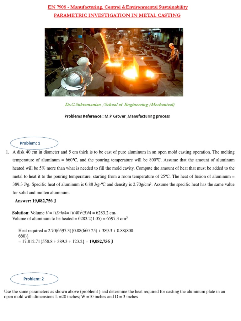 View Chvorinov&#039;s Rule Problems Background