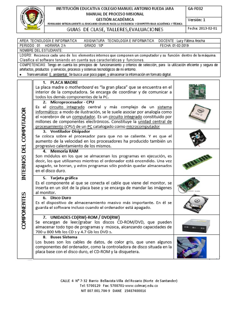 Componentes Internos del Computador | PDF | Hardware de la computadora ...