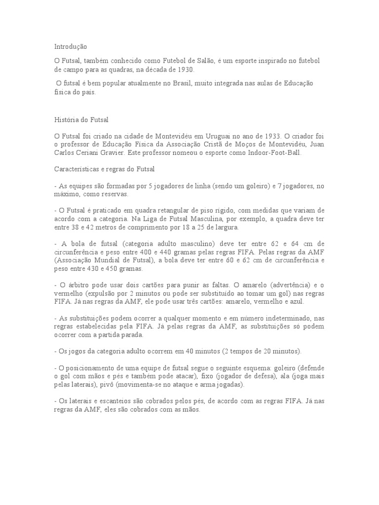 Futsal - O Tão Adorado Futebol De Salão