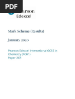 Mark Scheme (Results) January 2020: Pearson Edexcel International GCSE in Chemistry (4CH1) Paper 2CR