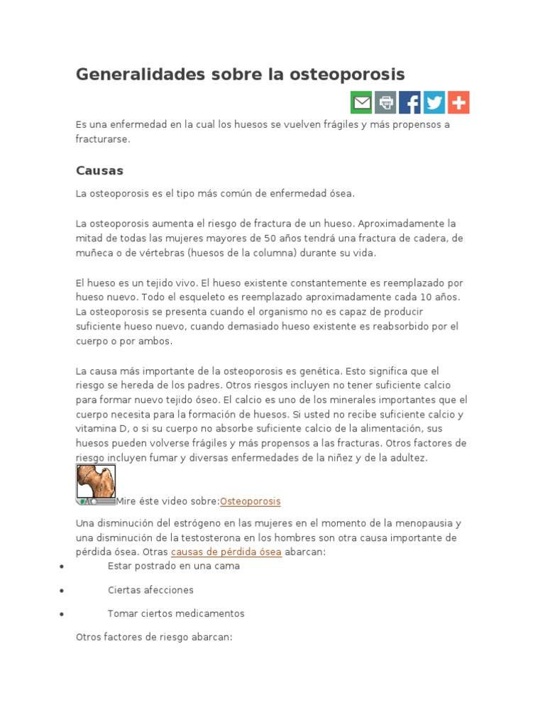 Generalidades sobre la osteoporosis | PDF | Osteoporosis | Hueso