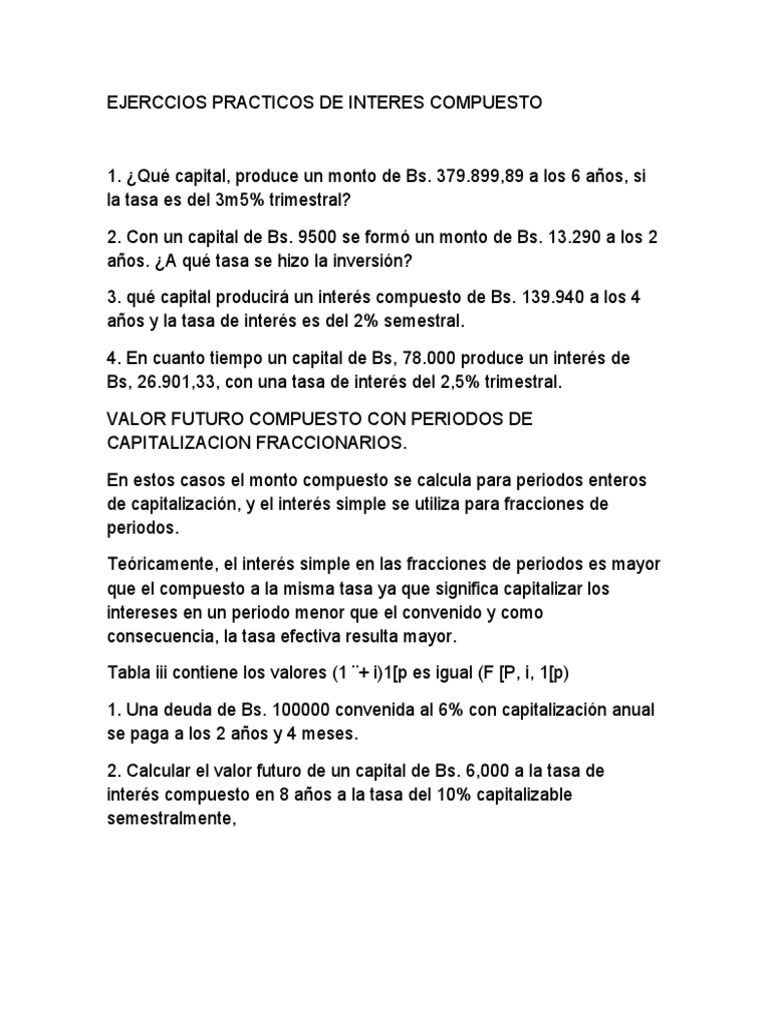 Ejercicios de Interés Compuesto y Valor Futuro | PDF