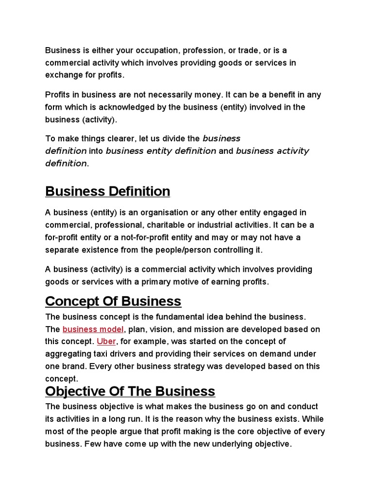 Business Definition Business Definition Into Business Entity