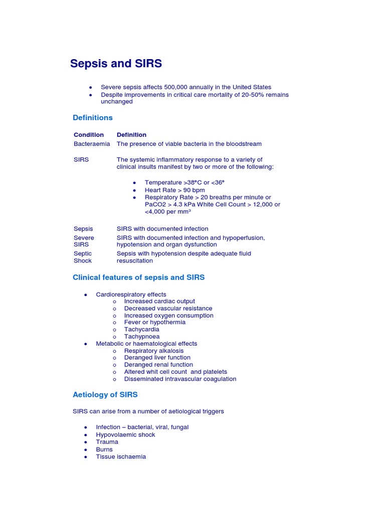 Sepsis and SIRS | PDF | Sepsis | Inflammation