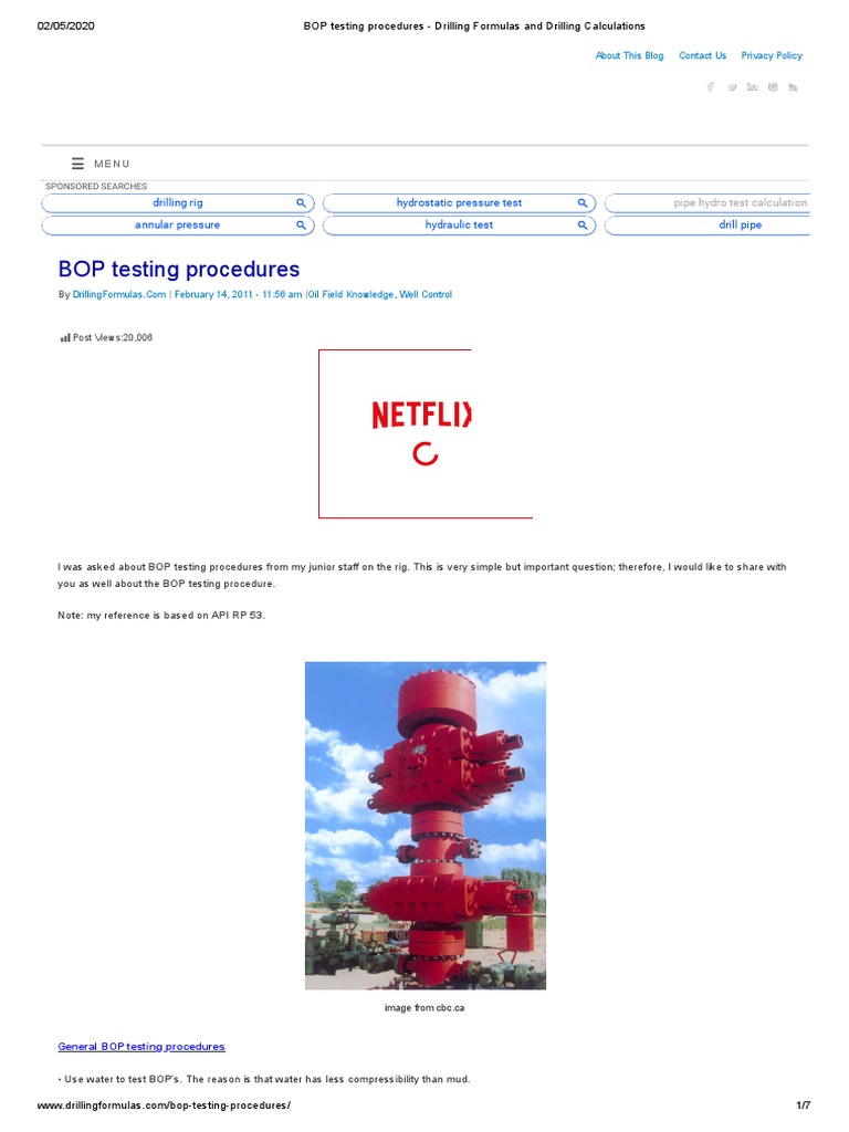 BOP Testing Procedures Overview | PDF | Gas Technologies | Chemical Engineering