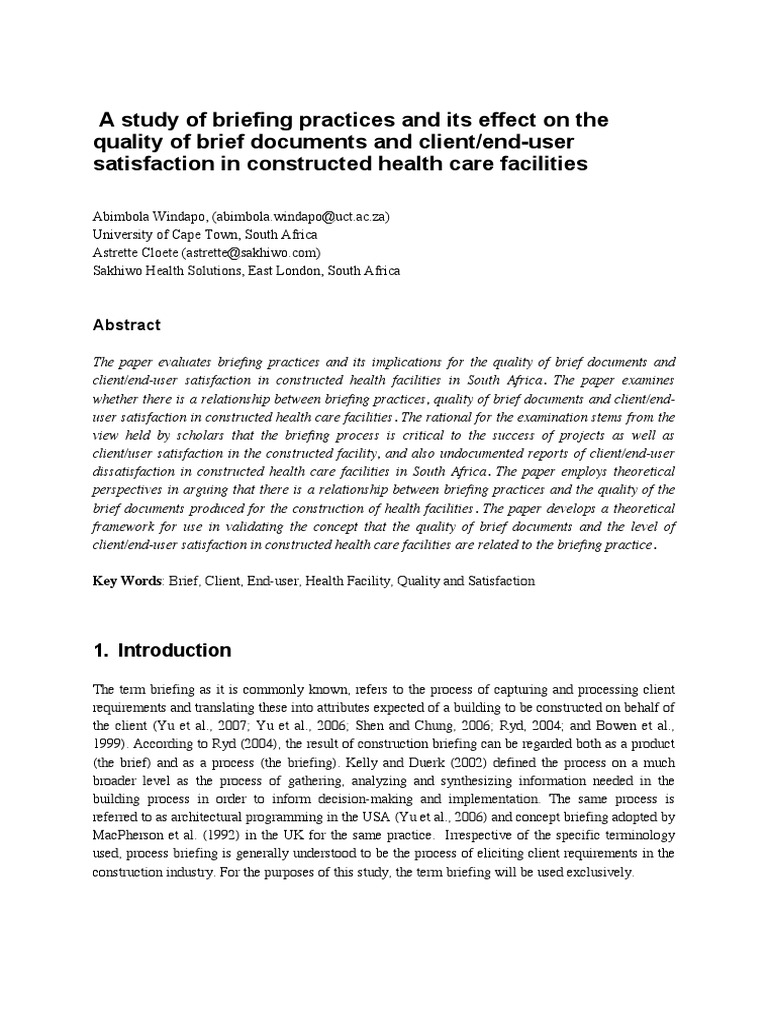 A Study of Briefing Practices and Its Ef PDF | PDF | Design | Health Care