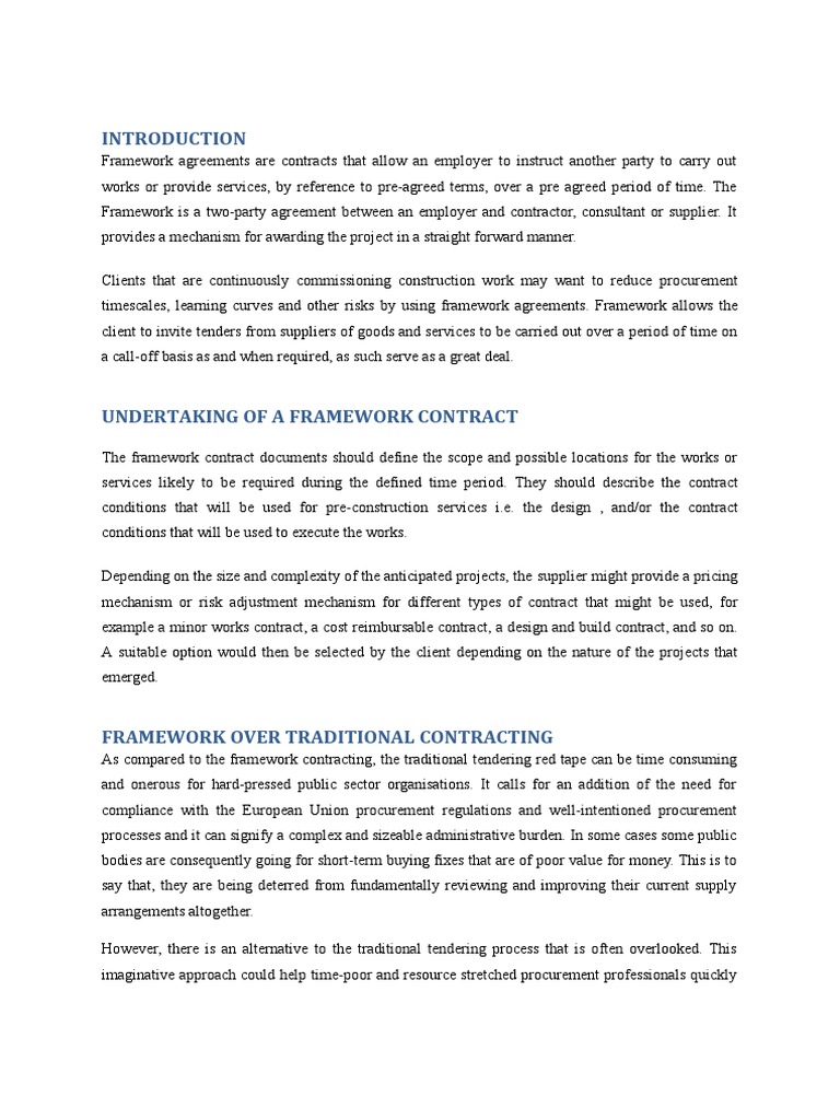 Understanding Framework Agreements in Construction | PDF | Procurement ...
