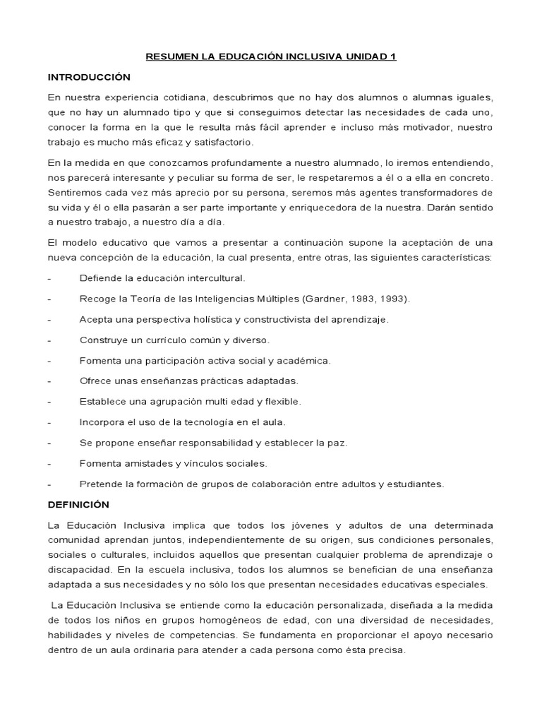 Educación Inclusiva: Principios y Fundamentos | PDF | Plan de estudios ...