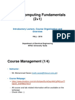 EC-110 Computing Fundamentals (2+1) : Introductory Lecture, Course Organisation and