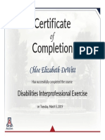 Disabilities Interprofessional Event Certificate Disabilities Interprofessional Exercise 2019 Dewitt 2