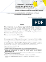 A IMPORTANCIA DA APLICABILIDADE DA MATEMATICA NO COTIDIANO Perspectiva do aluno Jovem e Adulto