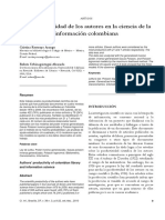 La Productividad de Los Autores en La Ciencia de La Información Colombiana PDF