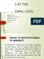 Planning at The Institutional Level