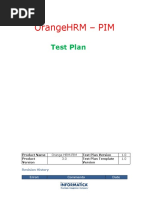 Orangehrm - Pim: Test Plan